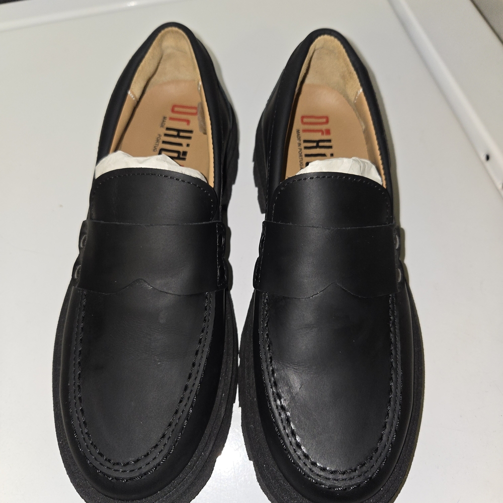 Kids Black Lug Loafers